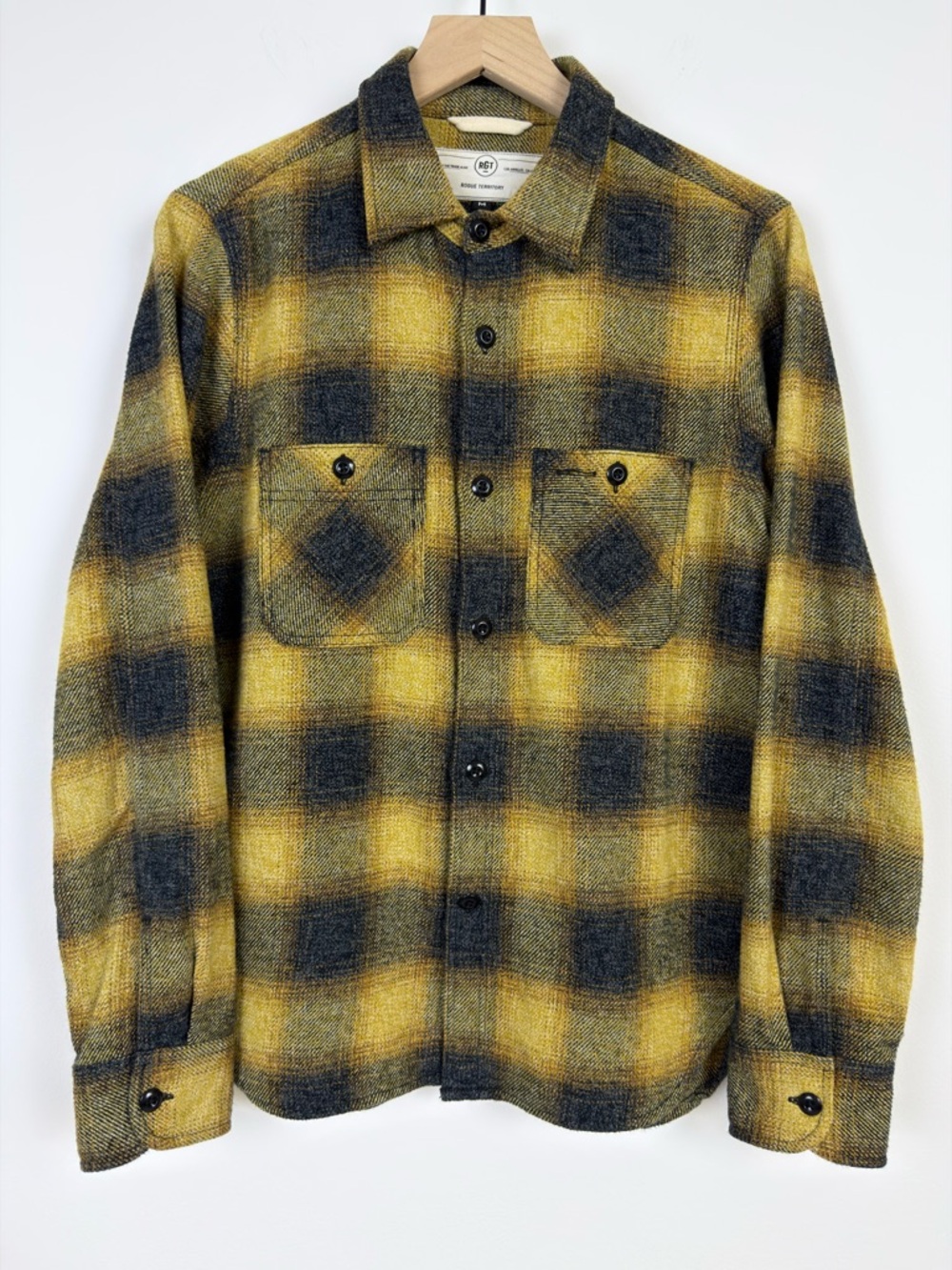 Rogue Territory RGT BM Shirt Gold Ombre Plaid Flannel Size M USA
